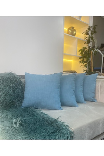 Home غطاء وسادة من قماش الكتان 4 قطع - 45*45