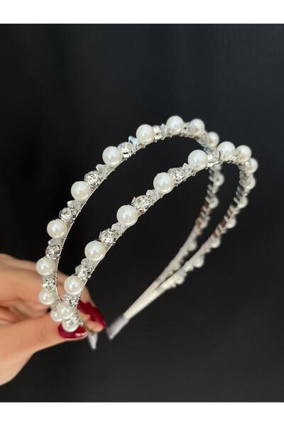modernist İnci ve Zirkon Taş Detay Kadın Özel Gün Tacı