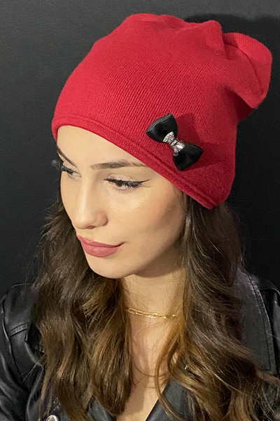 Bay Şapkacı Women's Bow Beret Red 7219