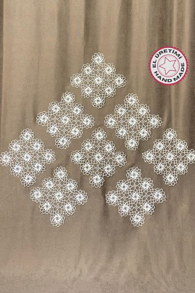 Uretti - Sariye 4648 Set de 8 huse din dantelă tricotate croșetate manual - 19 x 19 cm