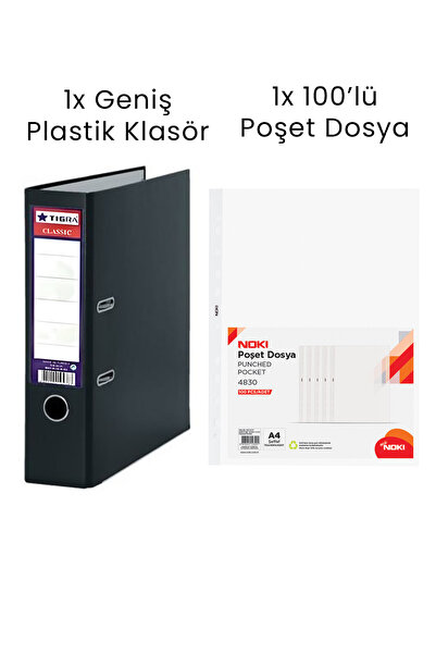 Tigra 1 Adet Tigra Geniş Klasör 1 Adet Noki 100'lü Poşet Dosya Ofis Seti