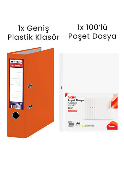 Tigra 1 Adet Tigra Geniş Klasör 1 Adet Noki 100'lü Poşet Dosya Ofis Seti
