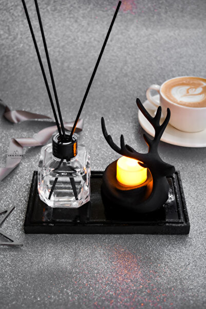 ersu store Bambu Çubuklu Oda Kokusu Tea Light Mumluk Seti Hediyelik Dekoratif