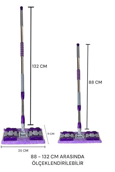 Miomi Mop Fayans Cam Duvar Yüzey Temizlik Mikrofiber Mandallı Mop Xxl Islak Mendil Uyumlu