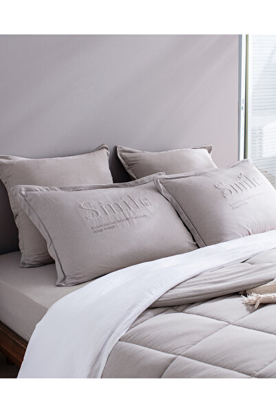 Madame Coco Cassis Cotton Tek Kişilik Comforter Set - Gri
