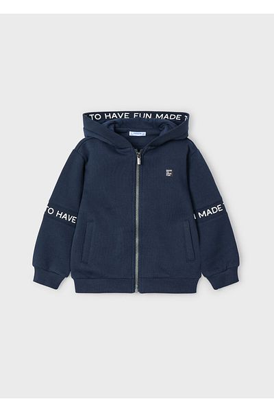 MAYORAL Boy's Pulover-Patterned Zippered Hooded Navy Blue