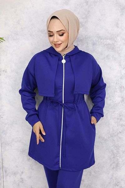 benguen Saks Blue Scuba Double Set - Collar Detail 4596