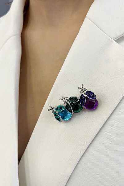 Modex Renkli Üçlü Uğur Böceği Broş (4cm)