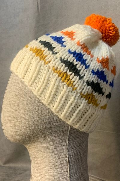 Uretti Nurten 4514 - Orange Wool Women's Beret with Pompom Detail Handmade