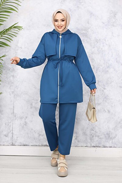 benguen Petrol 4596 - Scuba Double Set with Collar Detail