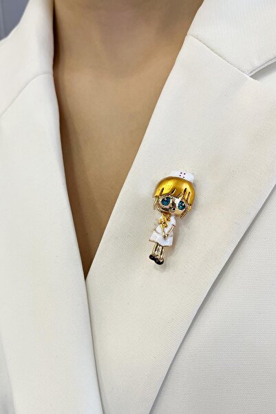 Modex Sarı Saçlı Hemşire Broş (4cm)