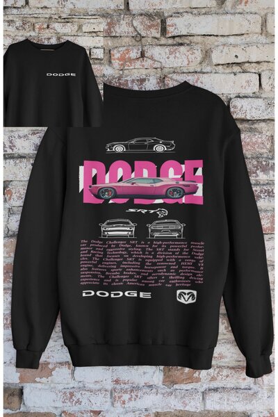 Fuddy Moda Унісекс Challanger Dodgee Світшот без капюшона з принтом на спині,...