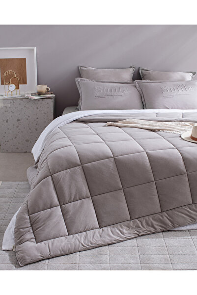 Madame Coco Cassis Cotton Tek Kişilik Comforter Set - Gri