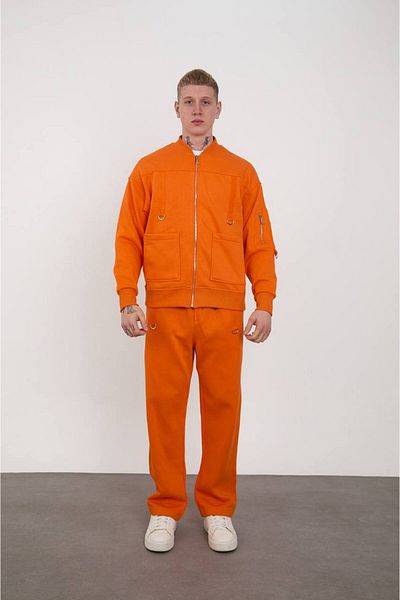 İLKCET MODA Комплект от горнище с райета и 3 нишки с повдигнато долно дъно
