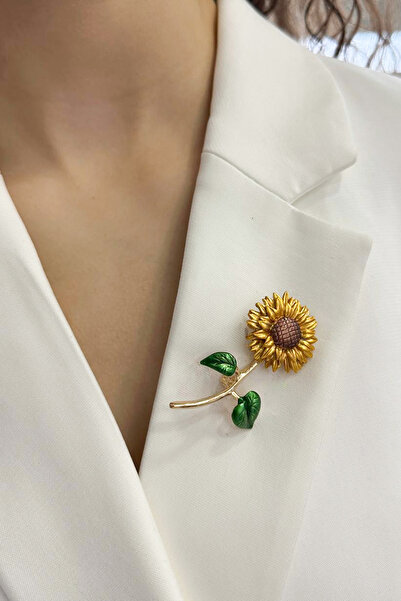 Modex Ay Çiçeği Broş (En:3cm Boy:6cm)