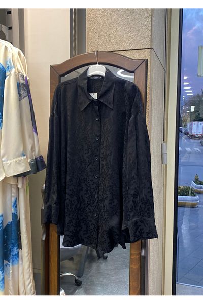 PERA MODA Cămașă lungă și elegantă pentru femei, jacquard, fără aspect