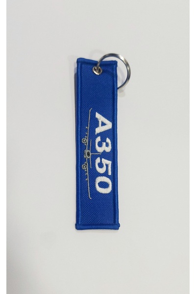 Havacı Uçuş Dünyası A350 وسلسلة مفاتيح قماشية مطرزة بالطائرة