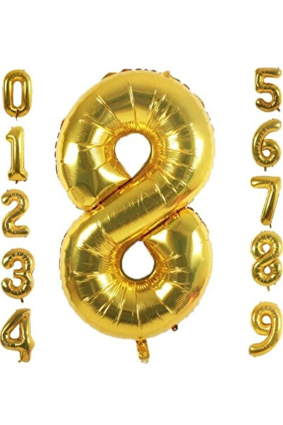 Kostüm Sarayı 8 Year Birthday Party Celebration Number Foil Balloon Gold Colo...