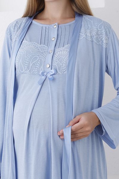 ERDENİZ TEKSTİL Cu nasturi și curea / mânecă lungă, pijama de maternitate și costum de halat / papuci și coroană