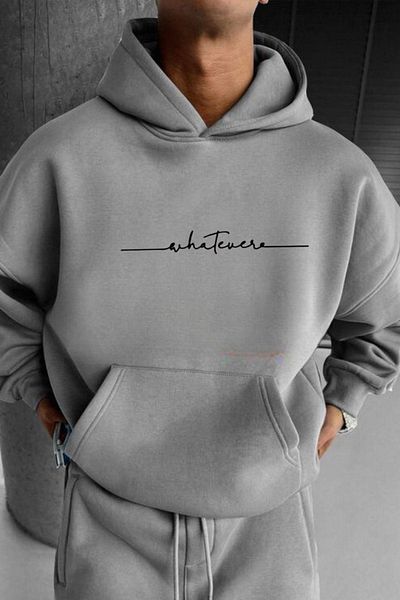 ANSECO STUDİO Ανδρικό φούτερ Nardogri Whatever με στάμπα Oversize με κουκούλα