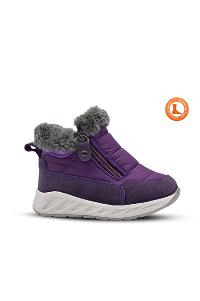 kids A more Manarola - Girl's Purple Boots, Double Zipper and Plush Inside
