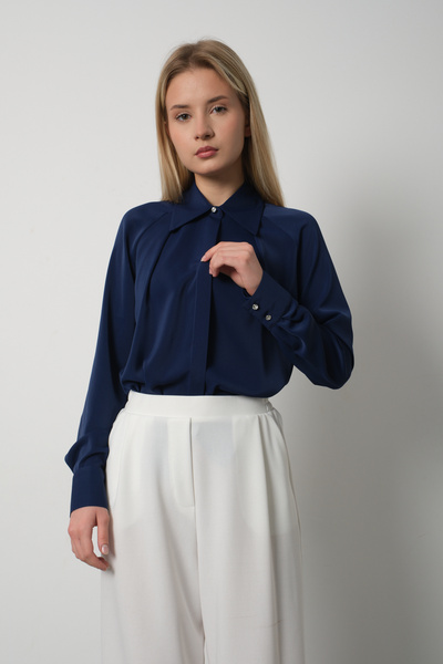 PERA MODA قميص نسائي أنيق بدون خياطة أمامية