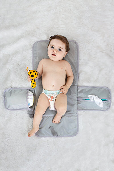 HAMUR Blue Rainbow Patterned Baby Care Bag - Newborn Changing Mat with Organizer