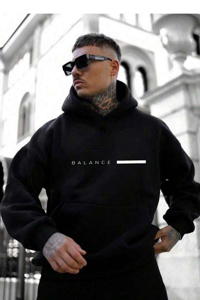 CAST COLLECTİON Ανδρικό φούτερ με στάμπα μαύρο Blance Oversize