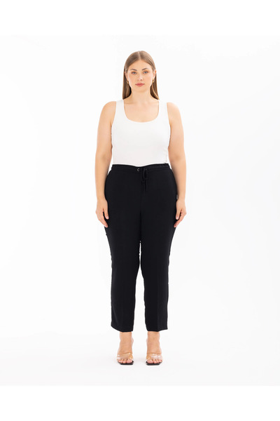 SEÇİLSTORE بنطلون بمقاس كبير بطول الكاحل وقصة جزرة