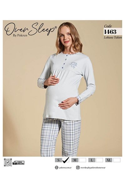 OVERSLEEP Set de pijamale cu mânecă lungă de maternitate pentru femei