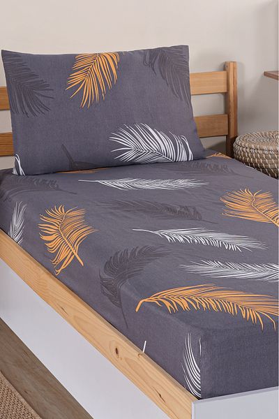 Eponj Home Single Olivia Gold-Grey Pes Fitted Sheet Set