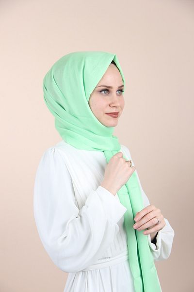 Sima Pistachio-258 Chiffon Shawl with Sima Janjan
