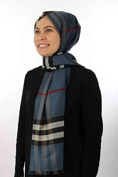 Sima Navy-red Burberry Plaid Shawl