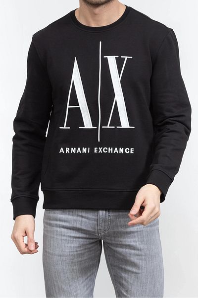 Armani Exchange Мъжка FELPA велосипедна яка суитшърт - Черно