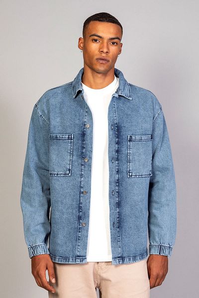 LTC Jeans Ανδρικό πουκάμισο μοντέλο Oversize Τζιν γαλάζιο μπουφάν