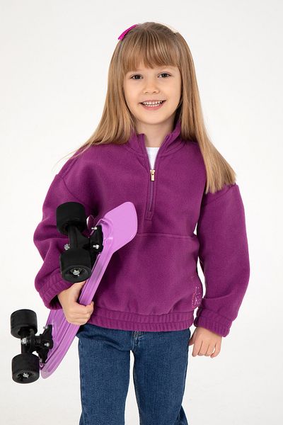 U.S. Polo Assn. Girl's Half Zippered Violet Fleece Sweatshirt 50298983 -Vr037