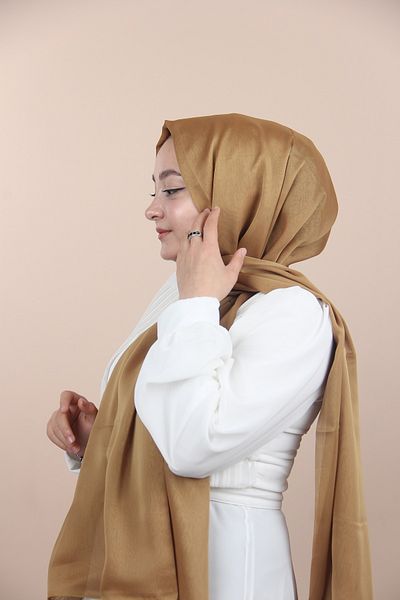 Sima Dark Goldenrod-264 Chiffon Shawl with Sima Janjan