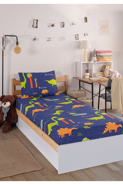 Eponj Home Синій одномісний комплект простирадл з гумкою