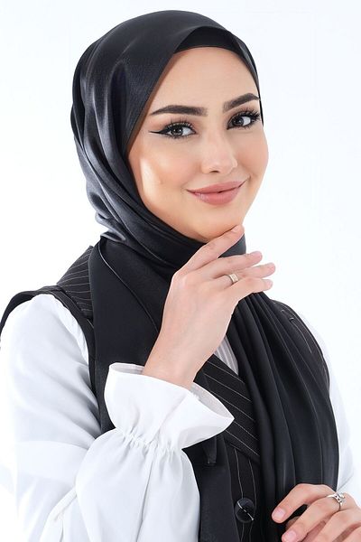 HAREM SCARF ΜΑΥΡΟ Χαρέμι ​​Σκαντζόχοιρο Κρυστάλλινο Σατέν Σάλι