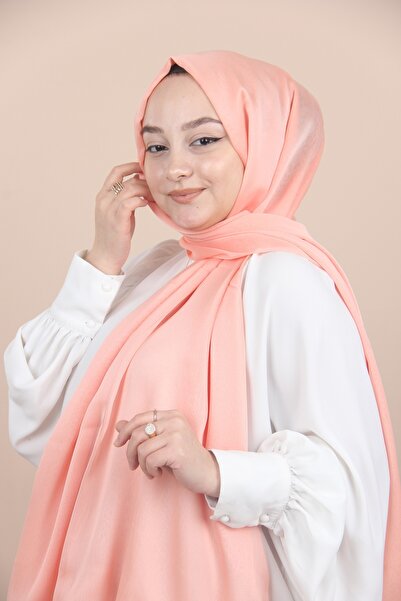Sima Soft Salmon-018 Chiffon Shawl with Sima Janjan