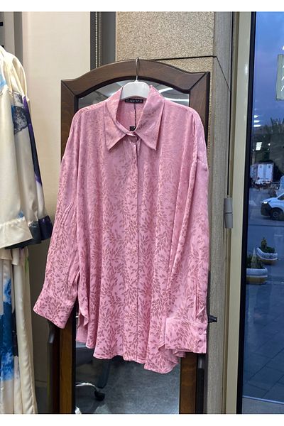 PERA MODA Cămașă lungă și elegantă pentru femei, jacquard, fără aspect