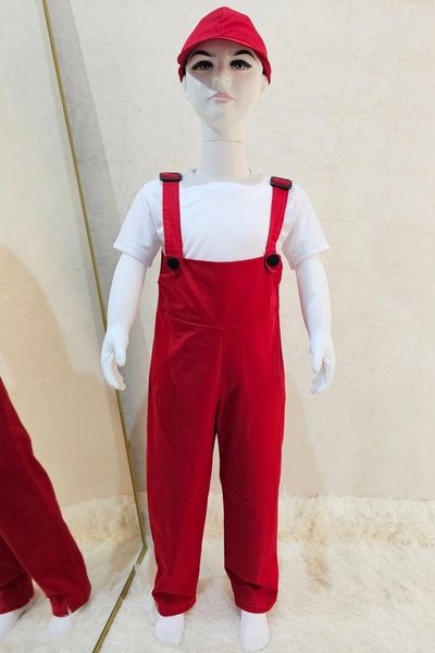 Kostüm Sarayı Червоний садовий комбінезон і капелюх