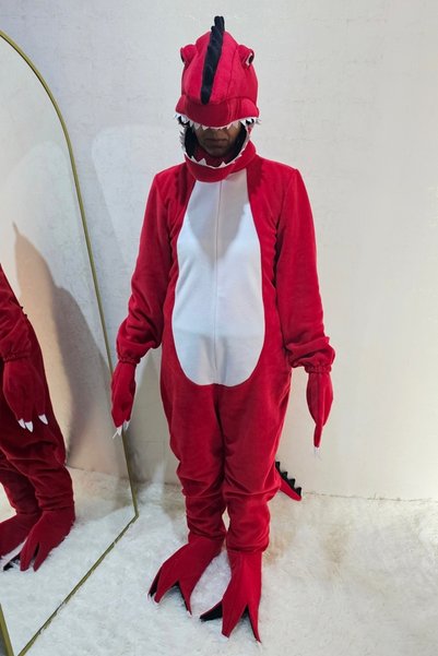 Kostüm Sarayı T-Rex Dinozor Kostümü Yetişkin Kırmızı