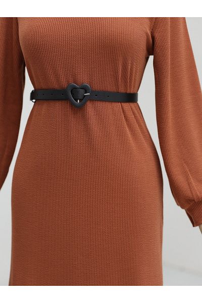 Modamorfo Geripptes High-Top-Kleid – Fliesenfarbe