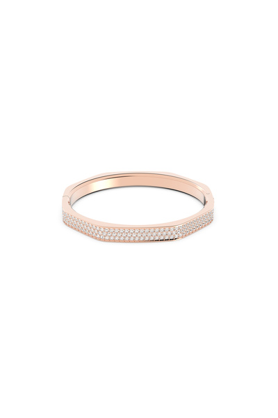 Swarovski Dextera bangle, Octagon shape, White, Rose gold-tone plated
