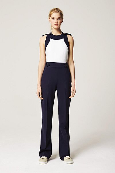 Escada Sport Button Detailed Backless Sleeveless Navy Blue Jumpsuit
