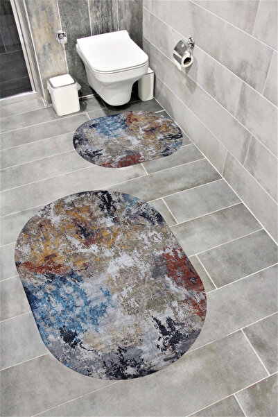 Bordo Halı مجموعة سجادة حمام مزخرفة ماصة للماء وناعمة وغير قابلة للانزلاق ومم...