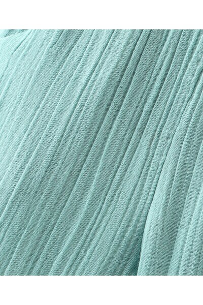 Bonfino 100% Cotton Full Length Double Gauze Trouser -Teal Blue