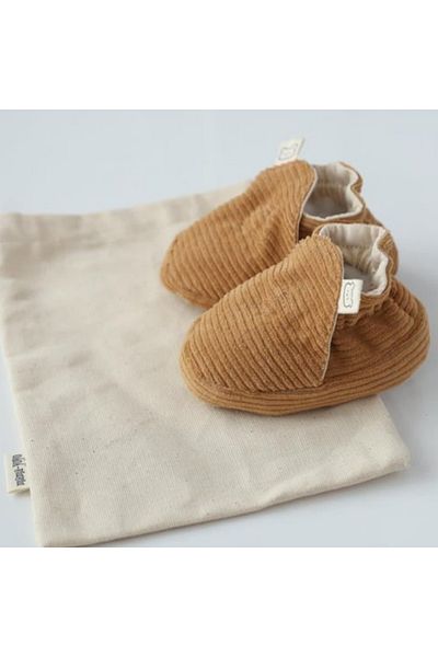 Mama Yoyo Baby&Kids Кадифени ботуши - Кафе - Нехлъзгаща се подметка