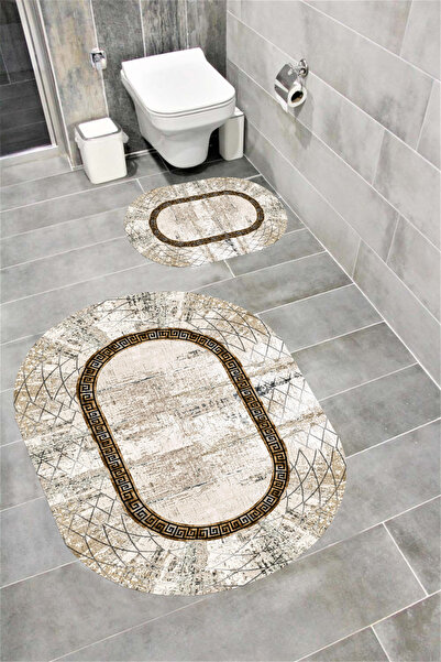 Home Water Resistant Digital Printed Bath Mat Set with Non-Slip Base